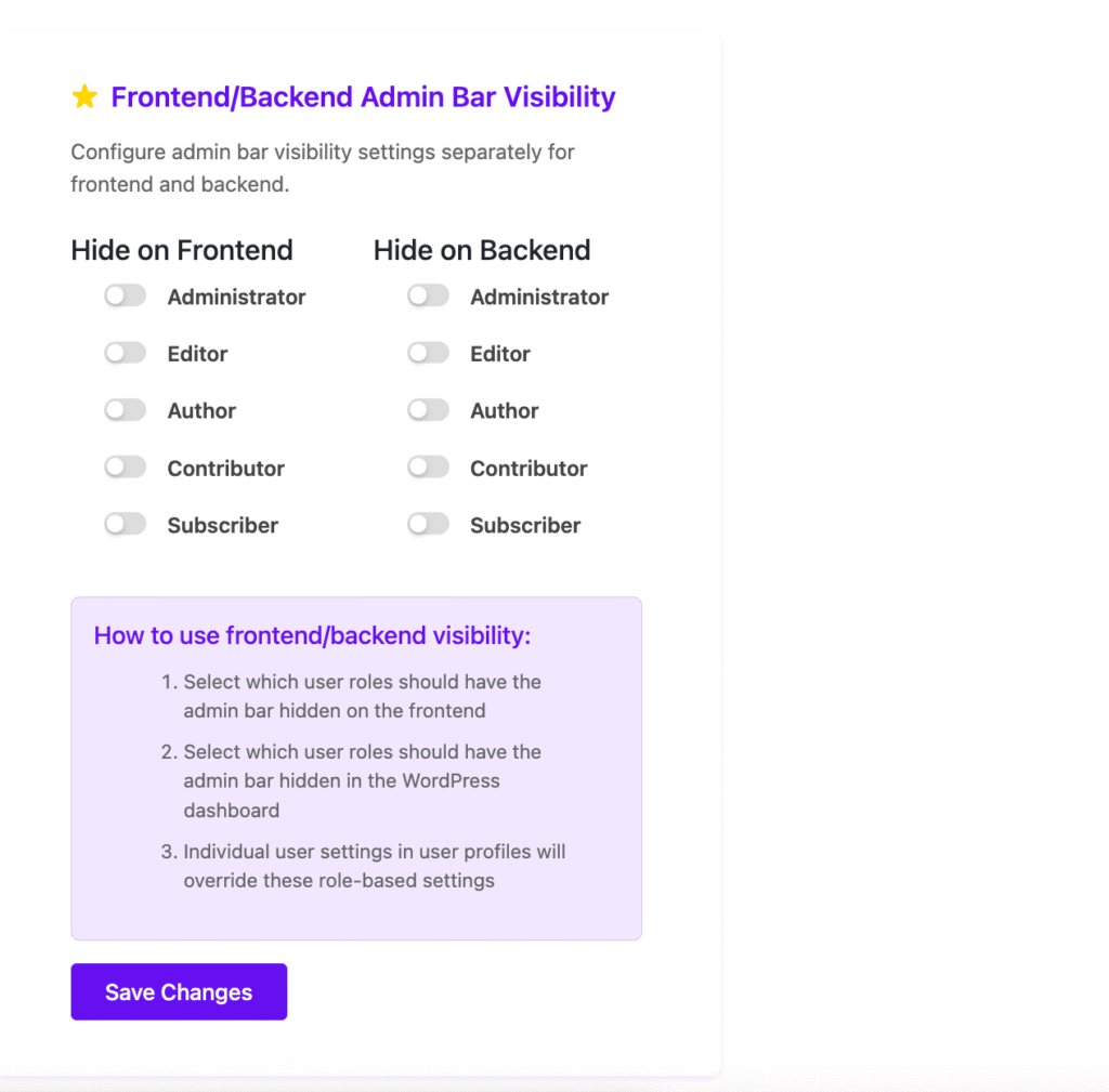 hide-admin-bar-based-on-user-roles-fe-be-user-roles
