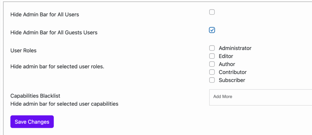 hide-admin-bar-based-on-user-roles-hide-for-guests-checked